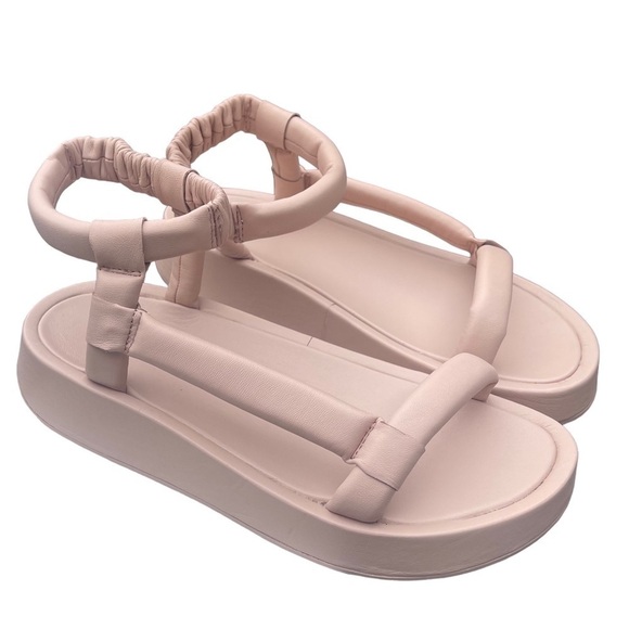 ASH Victoria Womens Leather Quilted Puffy Platform Sandals Blush pink  Sz 38 - Picture 1 of 13